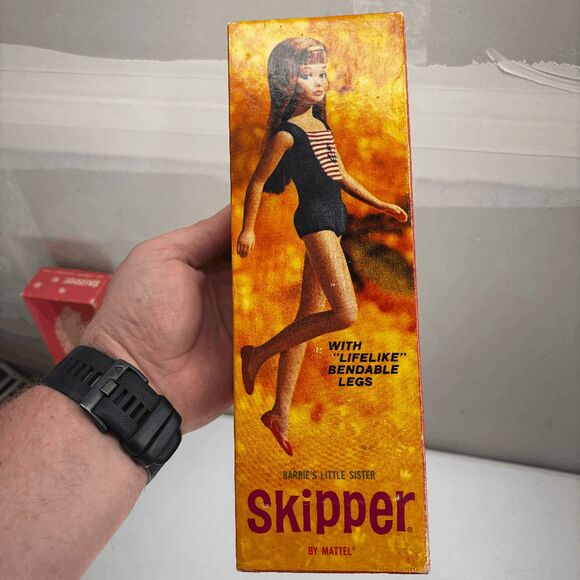 1964 Mattel Bendable Leg Blonde Skipper Original Box #1030 Red Outfit Black Boot - Picture 14 of 16